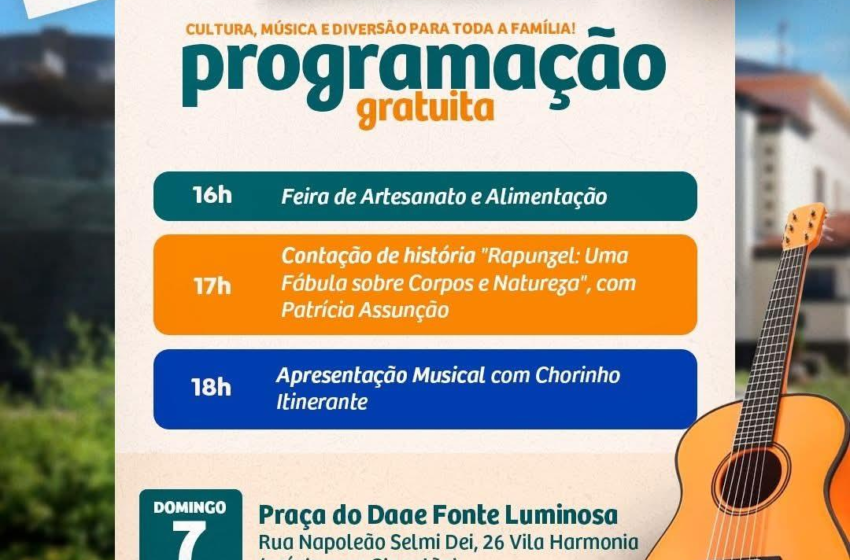  Chorinho Itinerante é destaque nesse Domingo 07/06 ao ar livre na Praça do DAAE em Araraquara!
